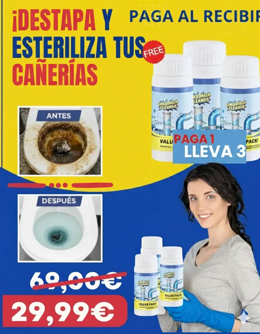 WildTornado© 3x1 | Polvo destapador de cañerias